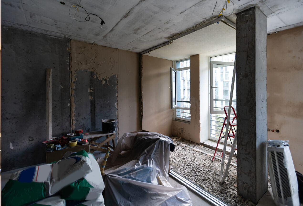 Foto einer Baustelle vor der Sanierung